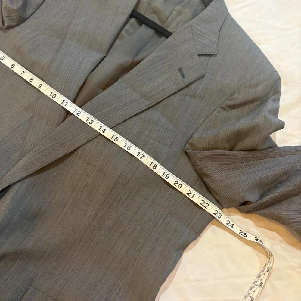Christian Brooks Mens Gray Blazer Suit Jacket Sports Coat 46L Polyester Wool USA